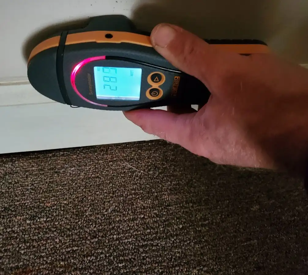 Moisture detection at baseboard during Burst Pipe Cleanup in Riverton